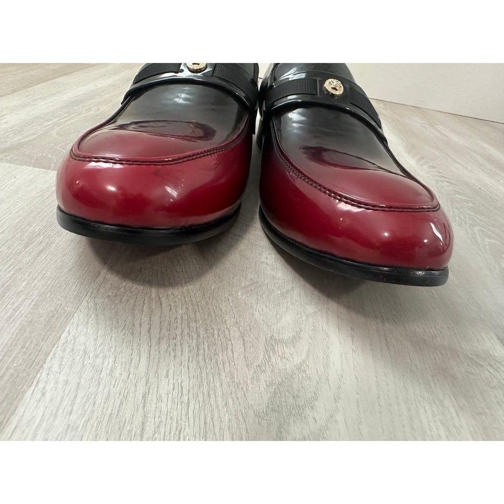 Versace Men's Black Cherry Ombre Patent Leather Medusa Loafers Italy sz 44 us 10 - Picture 5 of 12